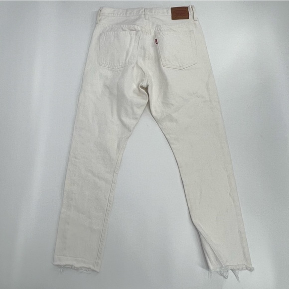 Levi’s 501 White Rough Hem Button Fly Jeans Size 30 Short Women’s - Picture 3 of 5